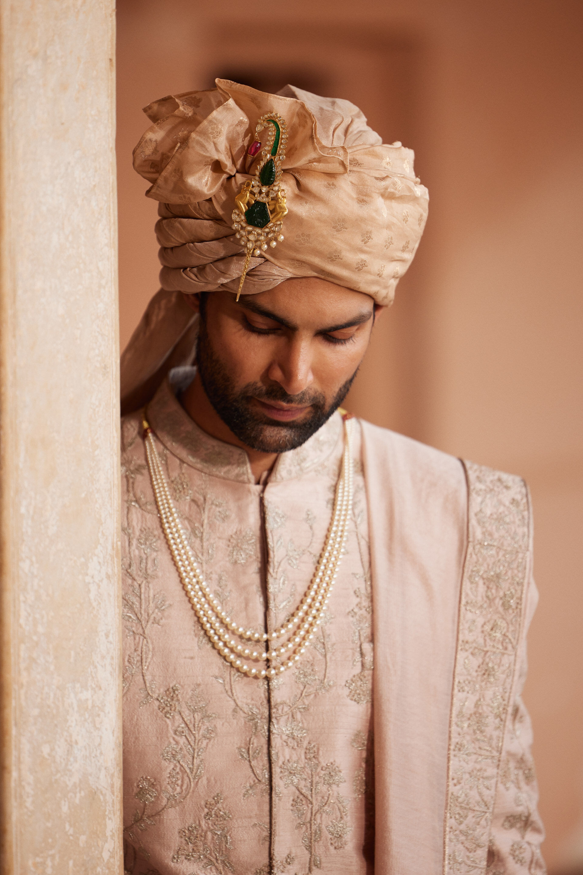 Shakunt Silk Safa - Salmon, Salmon, image 3